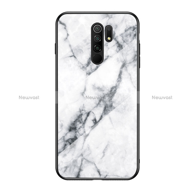 Silicone Frame Fashionable Pattern Mirror Case Cover LS2 for Xiaomi Redmi 9 Prime India White