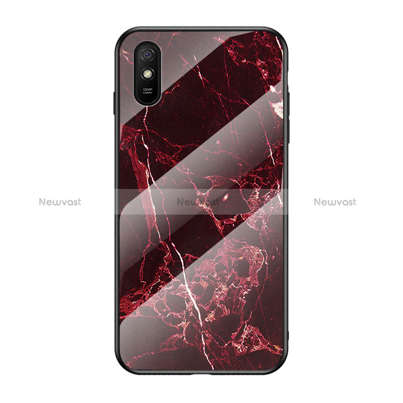 Silicone Frame Fashionable Pattern Mirror Case Cover LS2 for Xiaomi Redmi 9A Red