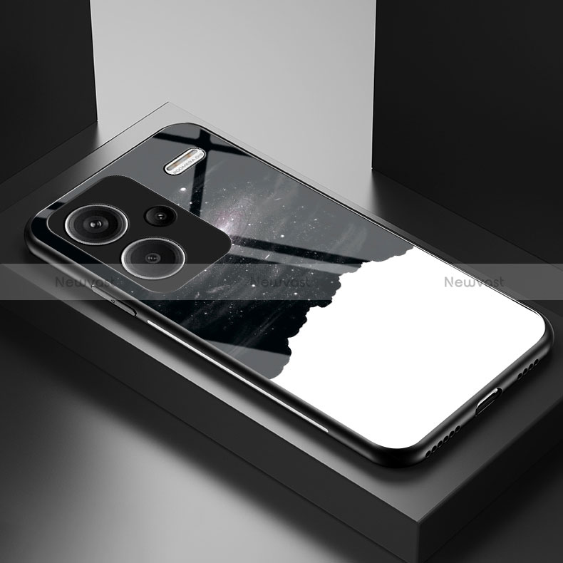 Silicone Frame Fashionable Pattern Mirror Case Cover LS2 for Xiaomi Redmi Note 13 Pro+ Plus 5G Black