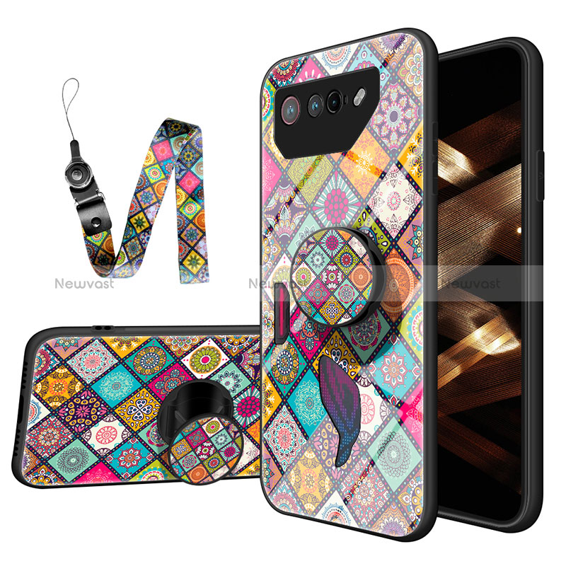 Silicone Frame Fashionable Pattern Mirror Case Cover LS3 for Asus ROG Phone 7 Colorful