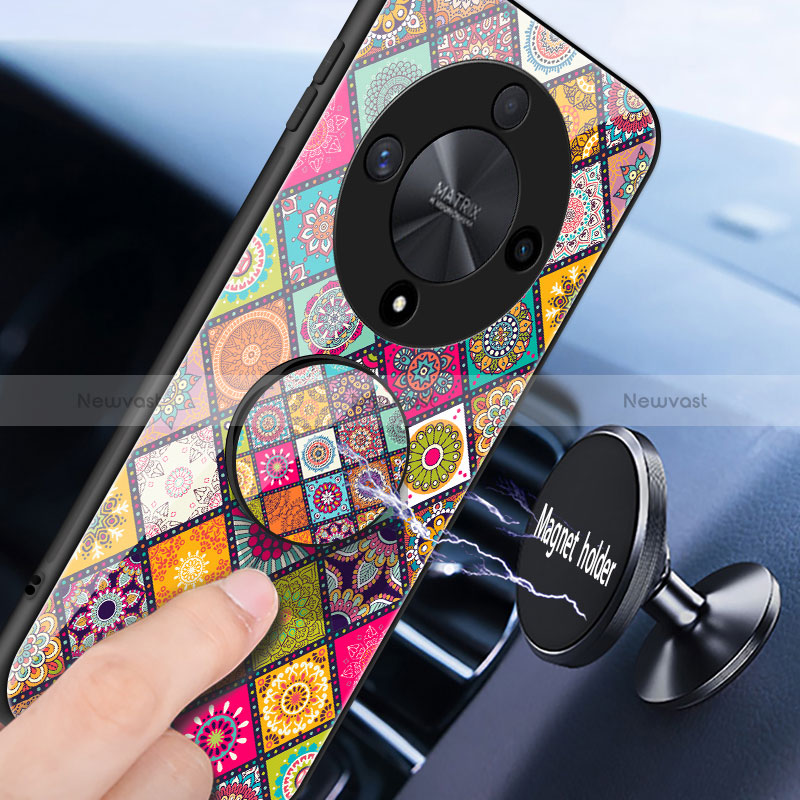 Silicone Frame Fashionable Pattern Mirror Case Cover LS3 for Huawei Honor X9b 5G