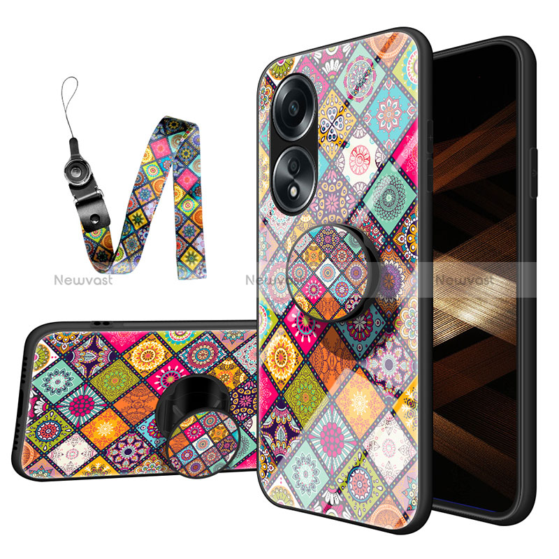 Silicone Frame Fashionable Pattern Mirror Case Cover LS3 for Oppo A18 Colorful