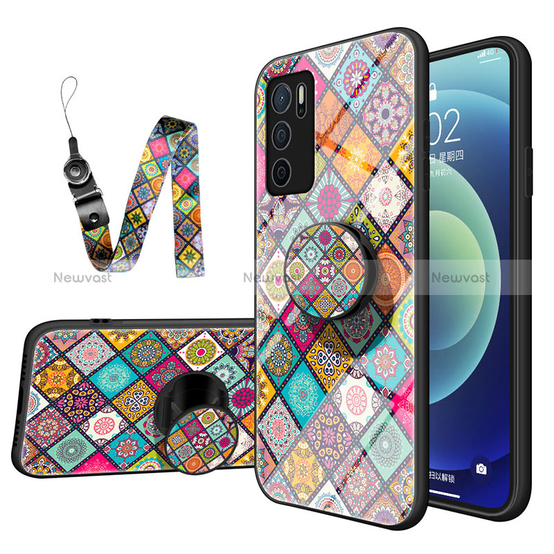 Silicone Frame Fashionable Pattern Mirror Case Cover LS3 for Oppo A54s