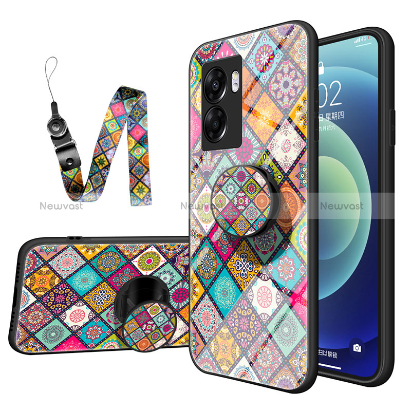 Silicone Frame Fashionable Pattern Mirror Case Cover LS3 for Oppo A57 5G Colorful