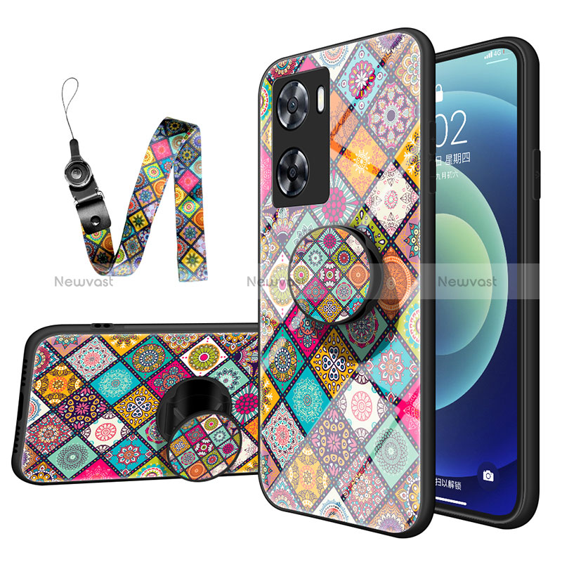 Silicone Frame Fashionable Pattern Mirror Case Cover LS3 for Oppo A57e Colorful