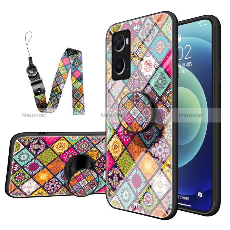 Silicone Frame Fashionable Pattern Mirror Case Cover LS3 for Oppo A76 Colorful