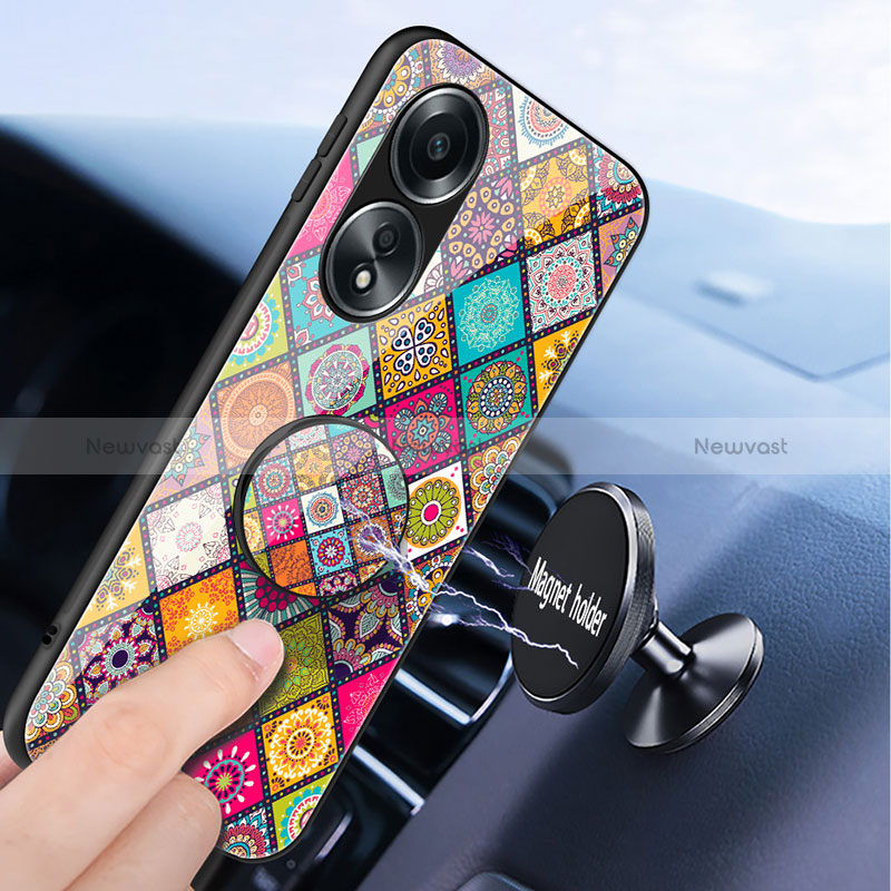 Silicone Frame Fashionable Pattern Mirror Case Cover LS3 for Oppo A78 4G