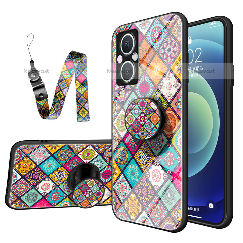 Silicone Frame Fashionable Pattern Mirror Case Cover LS3 for Oppo F21 Pro 5G