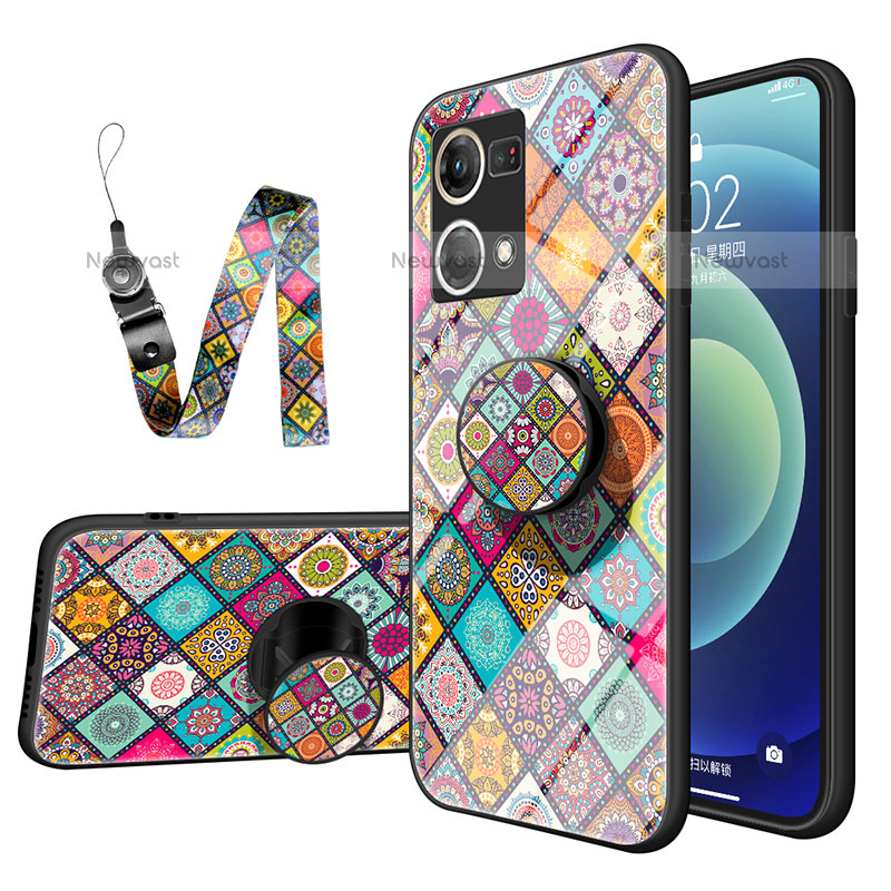 Silicone Frame Fashionable Pattern Mirror Case Cover LS3 for Oppo F21s Pro 4G