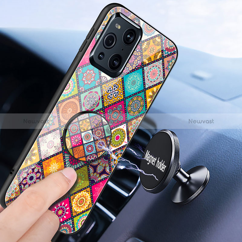 Silicone Frame Fashionable Pattern Mirror Case Cover LS3 for Oppo Find X3 5G