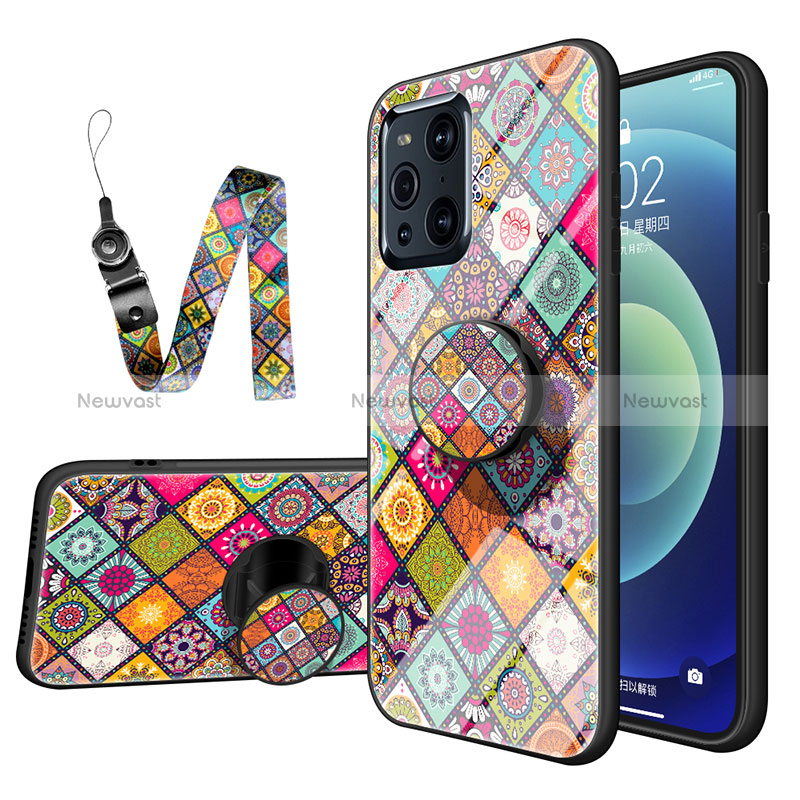 Silicone Frame Fashionable Pattern Mirror Case Cover LS3 for Oppo Find X3 5G Mixed