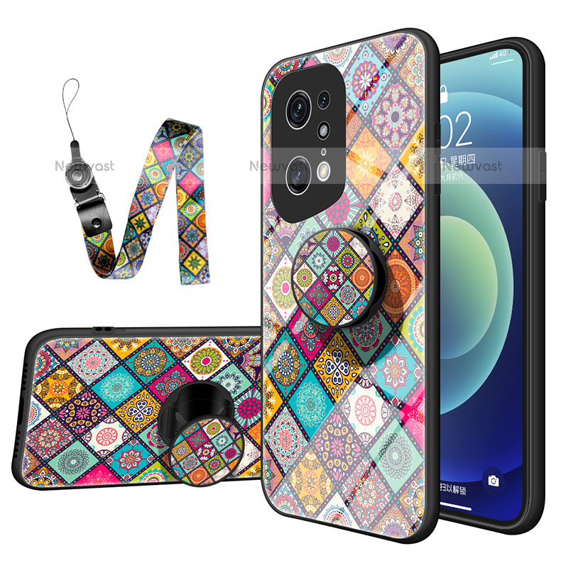 Silicone Frame Fashionable Pattern Mirror Case Cover LS3 for Oppo Find X5 Pro 5G