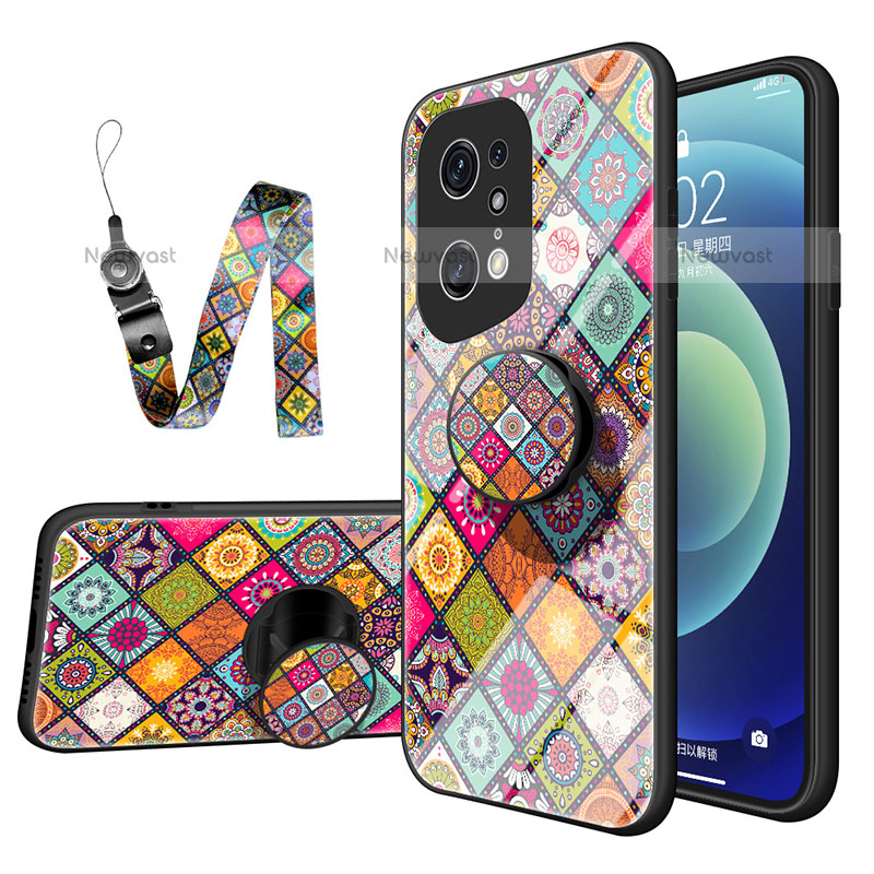 Silicone Frame Fashionable Pattern Mirror Case Cover LS3 for Oppo Find X5 Pro 5G Mixed