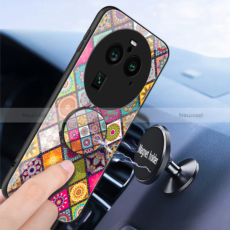 Silicone Frame Fashionable Pattern Mirror Case Cover LS3 for Oppo Find X6 5G