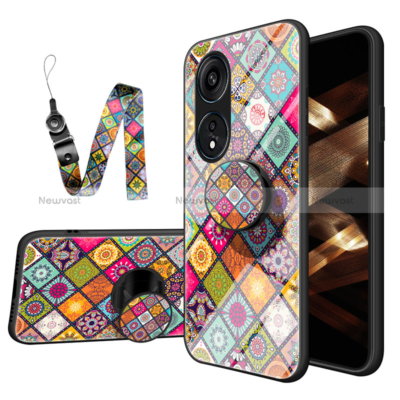 Silicone Frame Fashionable Pattern Mirror Case Cover LS3 for Oppo Reno8 T 4G