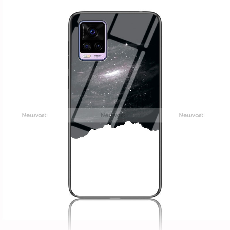 Silicone Frame Fashionable Pattern Mirror Case Cover LS3 for Vivo V20 Black