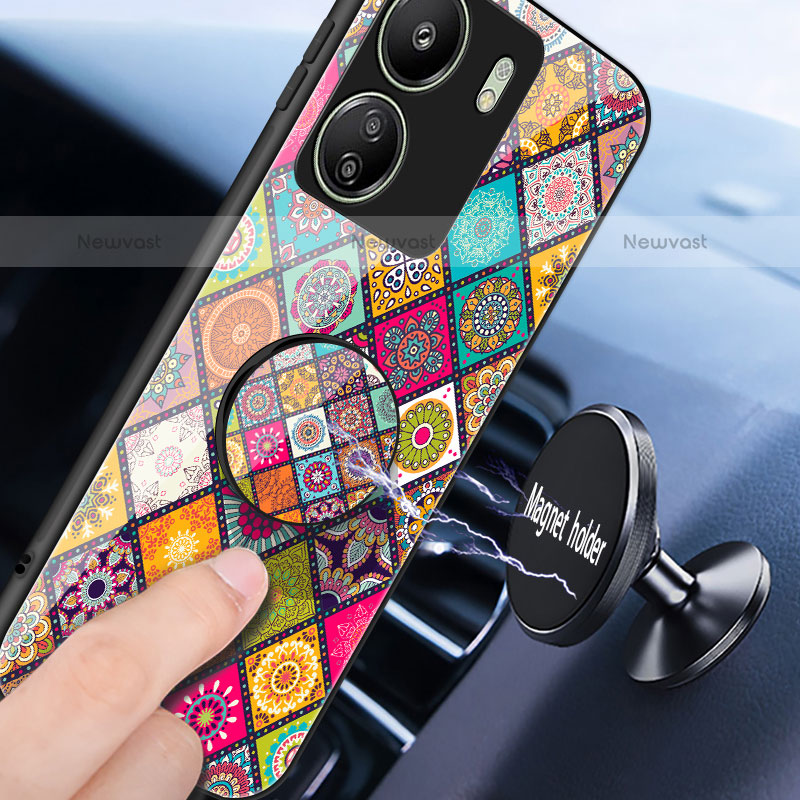 Silicone Frame Fashionable Pattern Mirror Case Cover LS3 for Xiaomi Redmi 13C