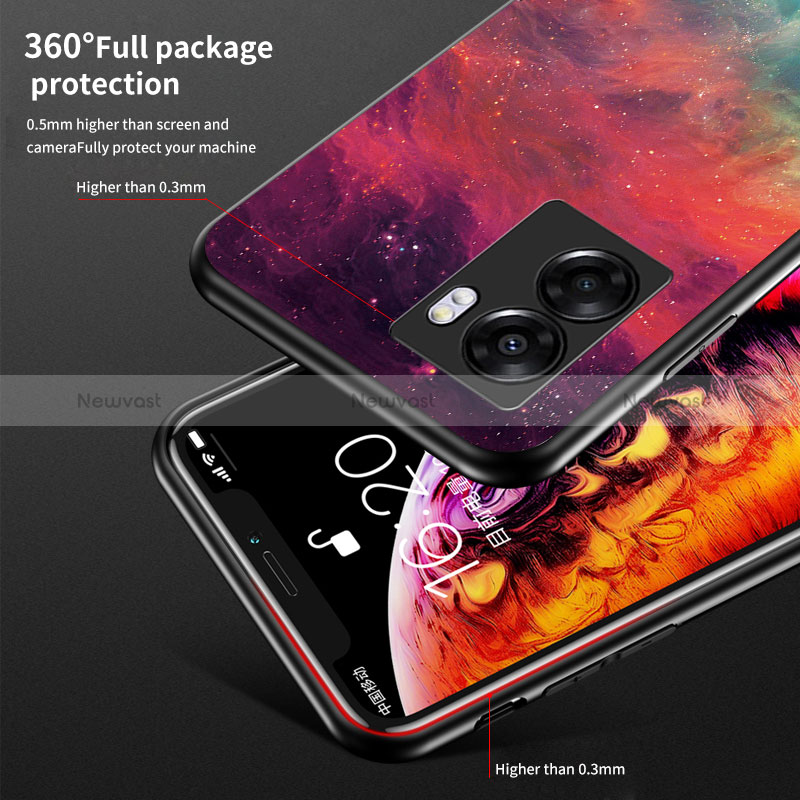 Silicone Frame Fashionable Pattern Mirror Case Cover LS4 for Oppo A77 5G