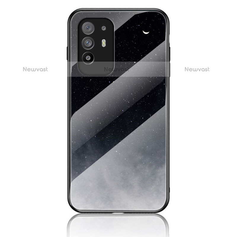 Silicone Frame Fashionable Pattern Mirror Case Cover LS4 for Oppo F19 Pro+ Plus 5G Gray