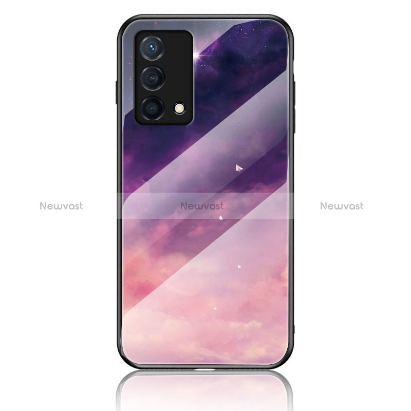 Silicone Frame Fashionable Pattern Mirror Case Cover LS4 for Oppo K9 5G Purple