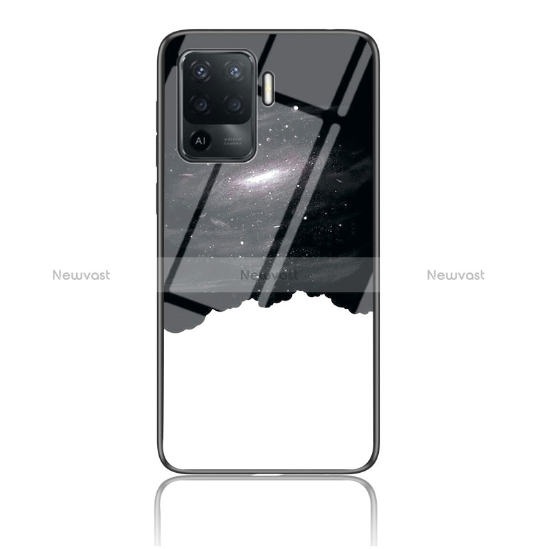 Silicone Frame Fashionable Pattern Mirror Case Cover LS4 for Oppo Reno5 F Black