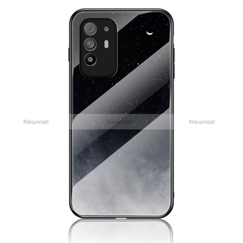 Silicone Frame Fashionable Pattern Mirror Case Cover LS4 for Oppo Reno5 Z 5G Gray