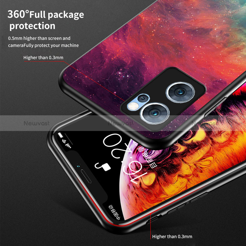 Silicone Frame Fashionable Pattern Mirror Case Cover LS4 for Oppo Reno7 5G