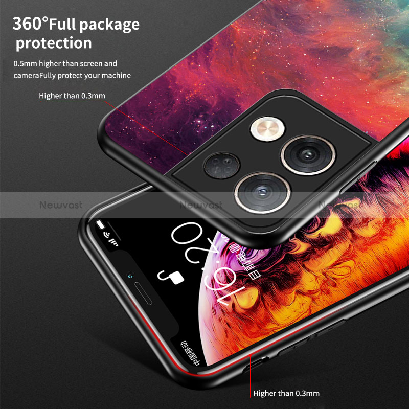 Silicone Frame Fashionable Pattern Mirror Case Cover LS4 for Oppo Reno8 Pro 5G