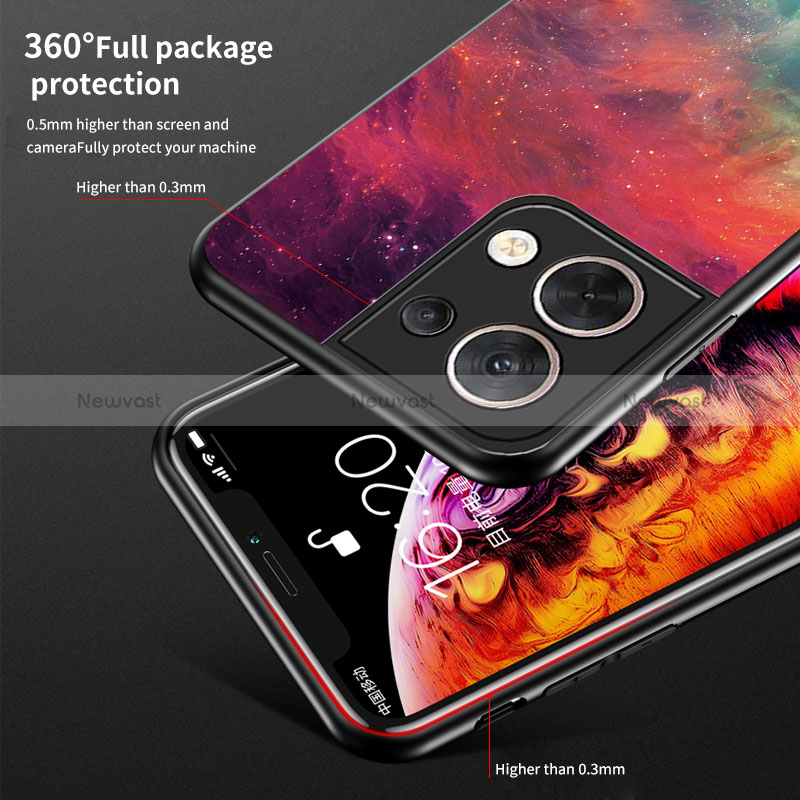 Silicone Frame Fashionable Pattern Mirror Case Cover LS4 for Oppo Reno9 Pro 5G
