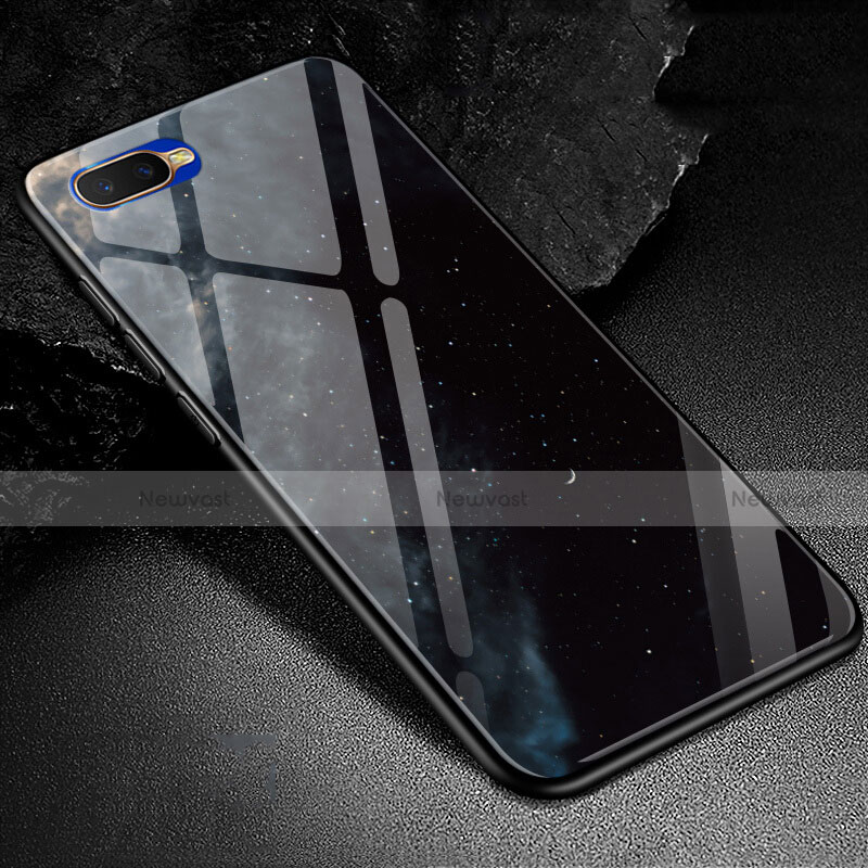 Silicone Frame Fashionable Pattern Mirror Case Cover M01 for Oppo RX17 Neo Black