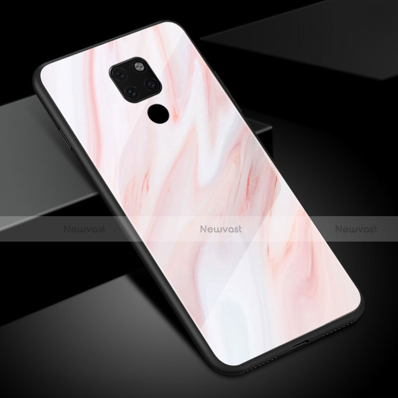 Silicone Frame Fashionable Pattern Mirror Case Cover S01 for Huawei Mate 20 Pink