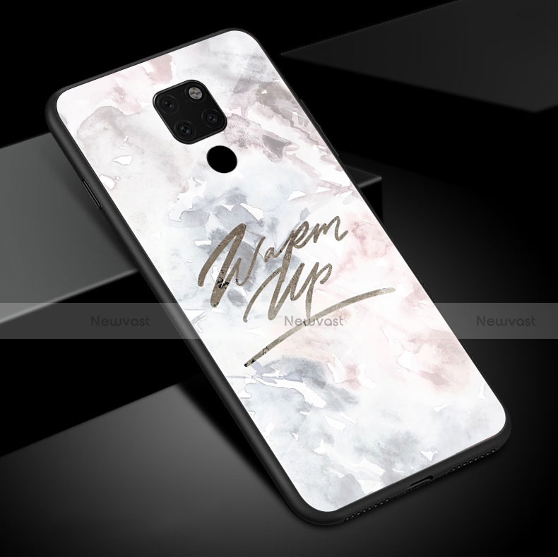 Silicone Frame Fashionable Pattern Mirror Case Cover S01 for Huawei Mate 20 White