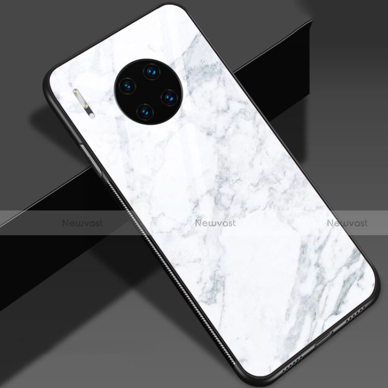 Silicone Frame Fashionable Pattern Mirror Case Cover S01 for Huawei Mate 30 Pro 5G White