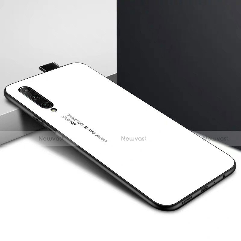 Silicone Frame Fashionable Pattern Mirror Case Cover S01 for Huawei P Smart Pro (2019) White
