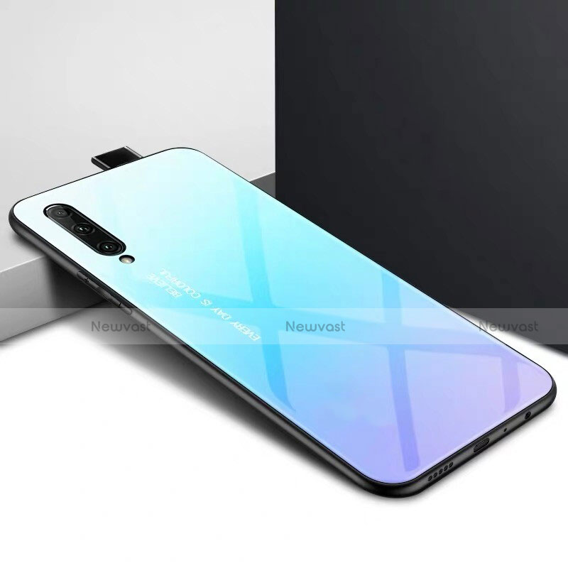 Silicone Frame Fashionable Pattern Mirror Case Cover S01 for Huawei Y9s Sky Blue