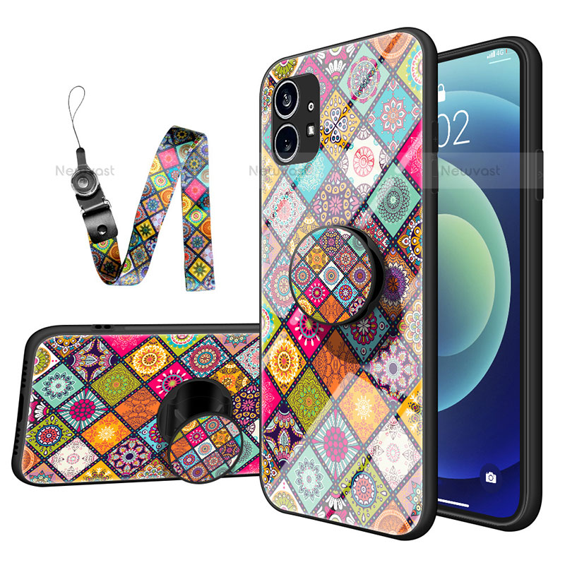 Silicone Frame Fashionable Pattern Mirror Case Cover S01 for Nothing Phone 1 Mixed