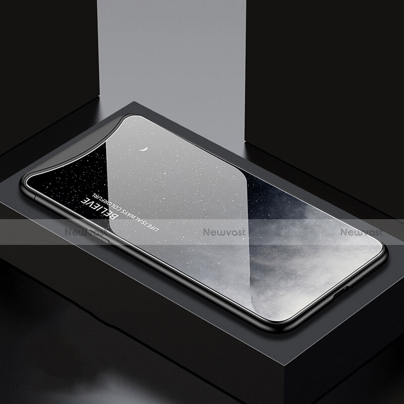 Silicone Frame Fashionable Pattern Mirror Case Cover S01 for Oppo Find X Super Flash Edition Gray