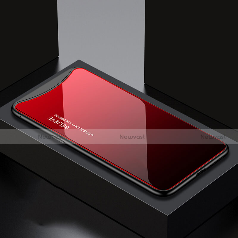 Silicone Frame Fashionable Pattern Mirror Case Cover S01 for Oppo Find X Super Flash Edition Red