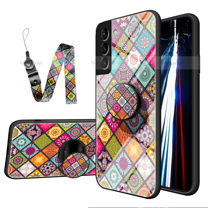 Silicone Frame Fashionable Pattern Mirror Case Cover S01 for Samsung Galaxy S21 FE 5G