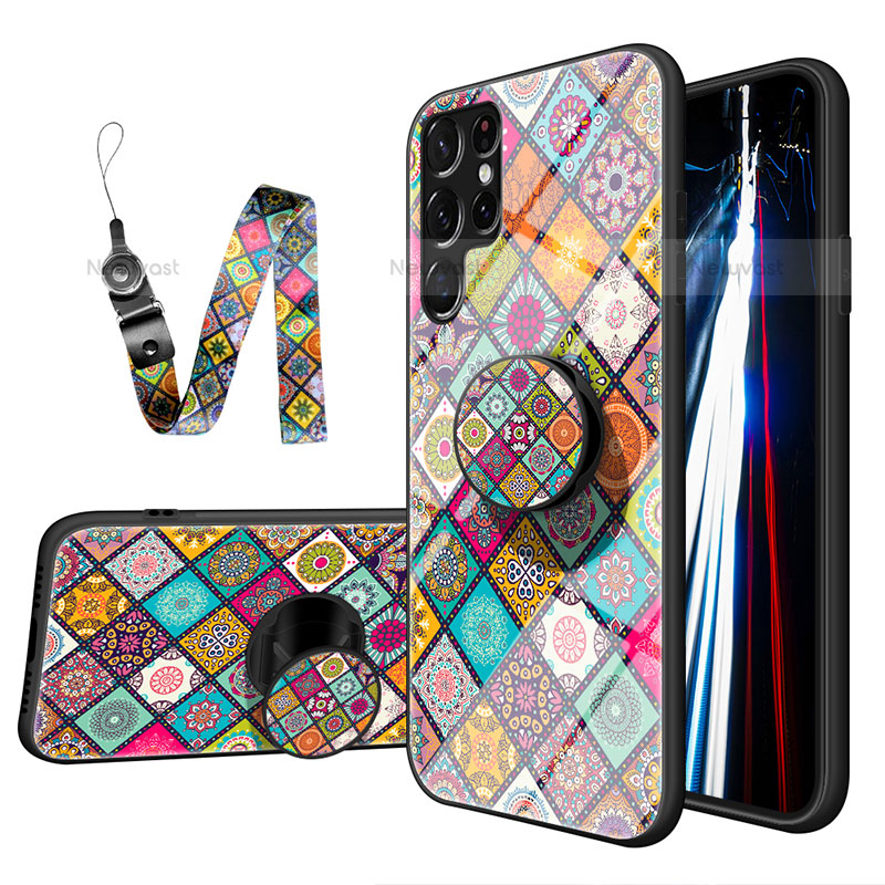 Silicone Frame Fashionable Pattern Mirror Case Cover S01 for Samsung Galaxy S21 Ultra 5G