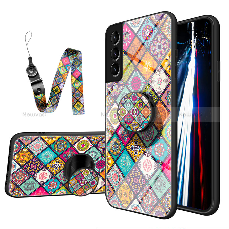 Silicone Frame Fashionable Pattern Mirror Case Cover S01 for Samsung Galaxy S22 Plus 5G