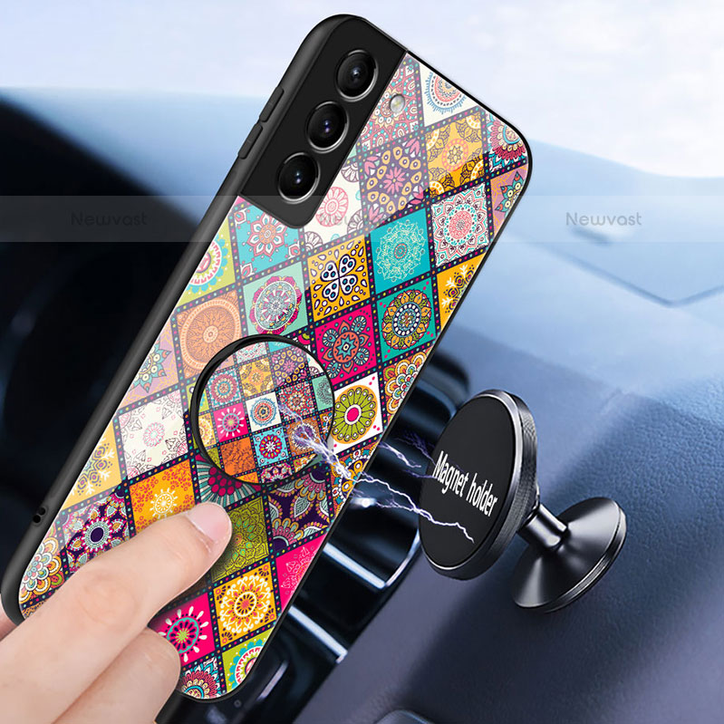 Silicone Frame Fashionable Pattern Mirror Case Cover S01 for Samsung Galaxy S23 Plus 5G