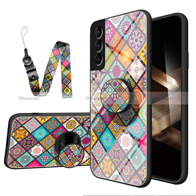 Silicone Frame Fashionable Pattern Mirror Case Cover S01 for Samsung Galaxy S24 5G Mixed