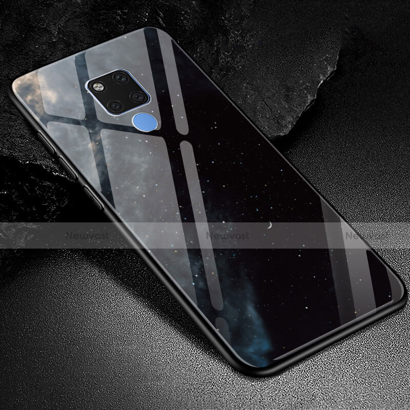 Silicone Frame Fashionable Pattern Mirror Case Cover S02 for Huawei Mate 20 X 5G Black