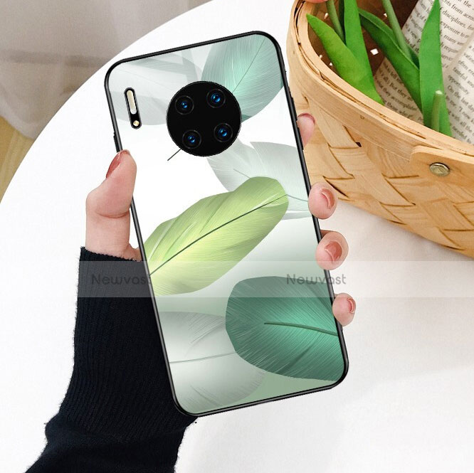 Silicone Frame Fashionable Pattern Mirror Case Cover S02 for Huawei Mate 30 5G Green