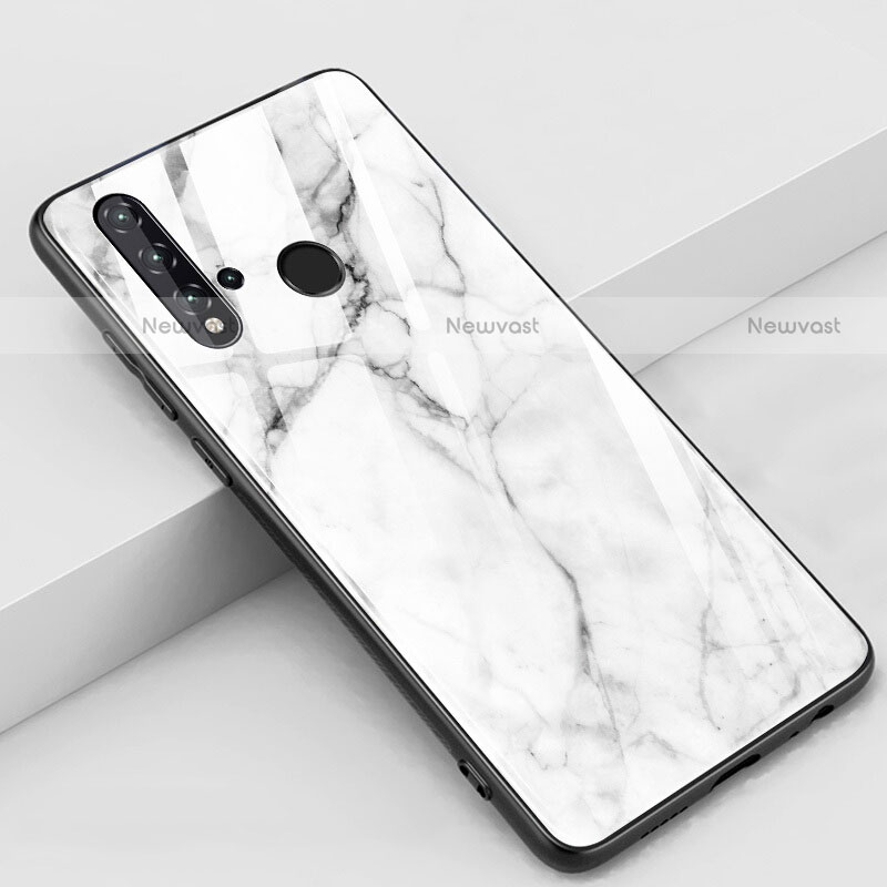 Silicone Frame Fashionable Pattern Mirror Case Cover S02 for Huawei P20 Lite (2019) White