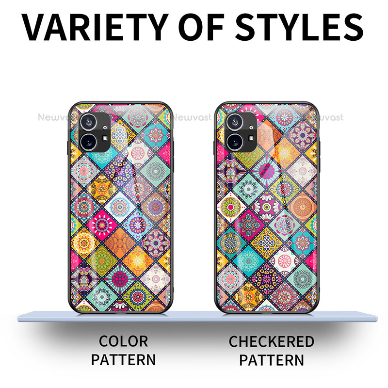 Silicone Frame Fashionable Pattern Mirror Case Cover S02 for Nothing Phone 1