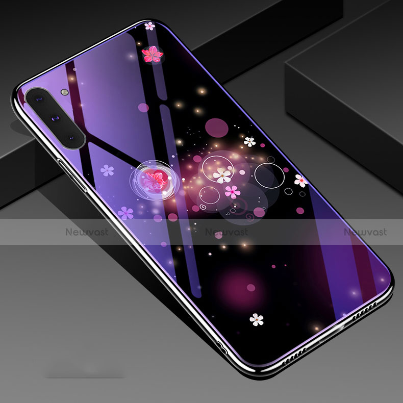 Silicone Frame Fashionable Pattern Mirror Case Cover S02 for Samsung Galaxy Note 10 Purple