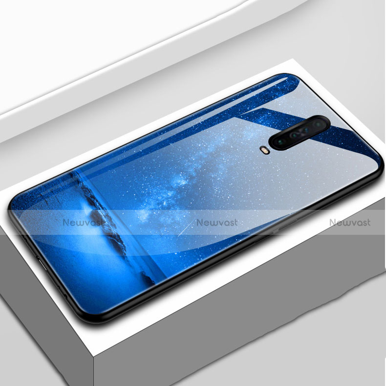 Silicone Frame Fashionable Pattern Mirror Case Cover S02 for Xiaomi Redmi K30 4G Blue