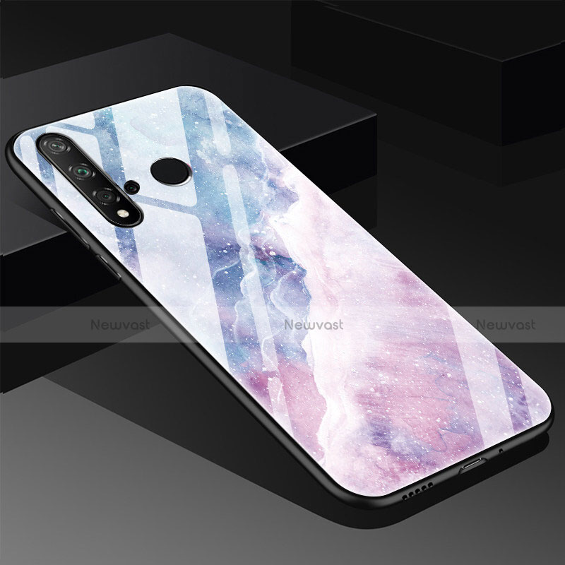 Silicone Frame Fashionable Pattern Mirror Case Cover S03 for Huawei Nova 5i Pink